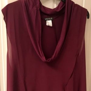 Burgundy dressy sleeveless blouse